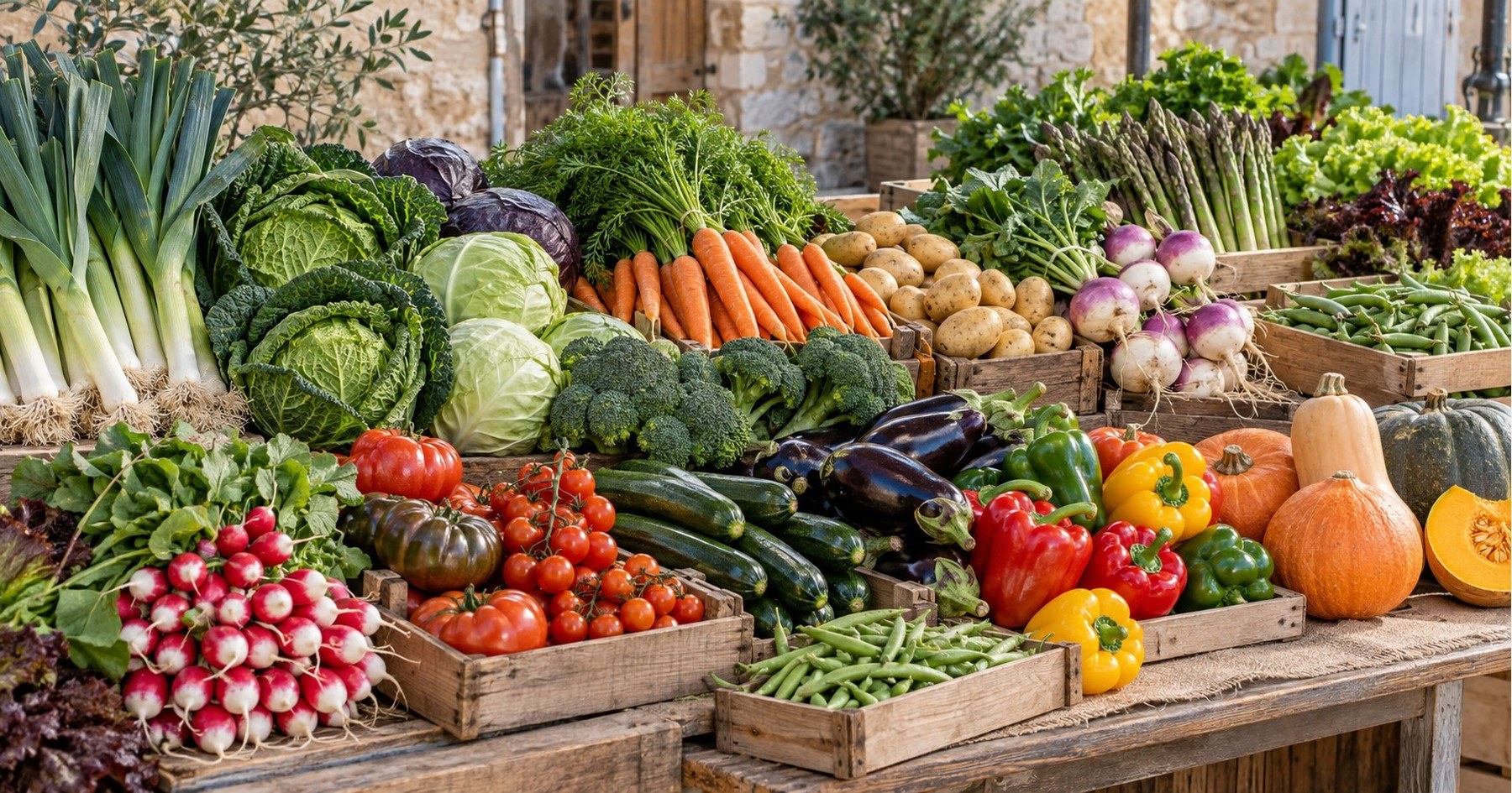 Assortiment varié pour découvrir legumes au fil de l’année