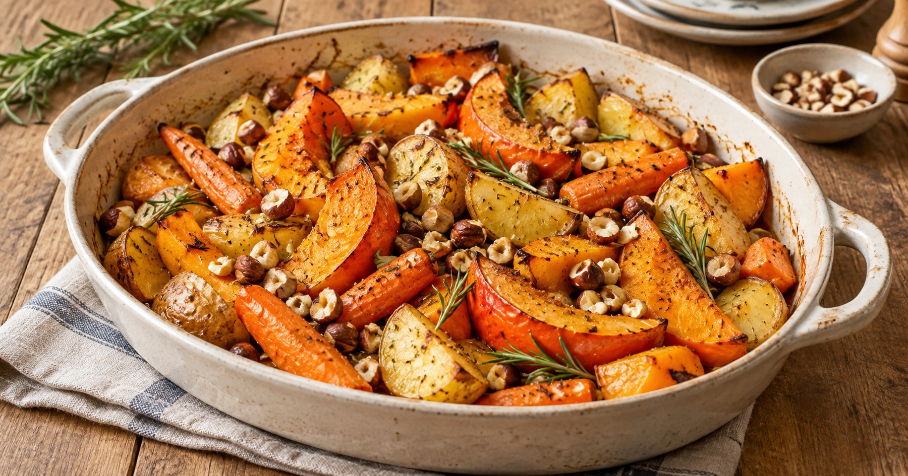 Légumes rôtis de fête aux noisettes