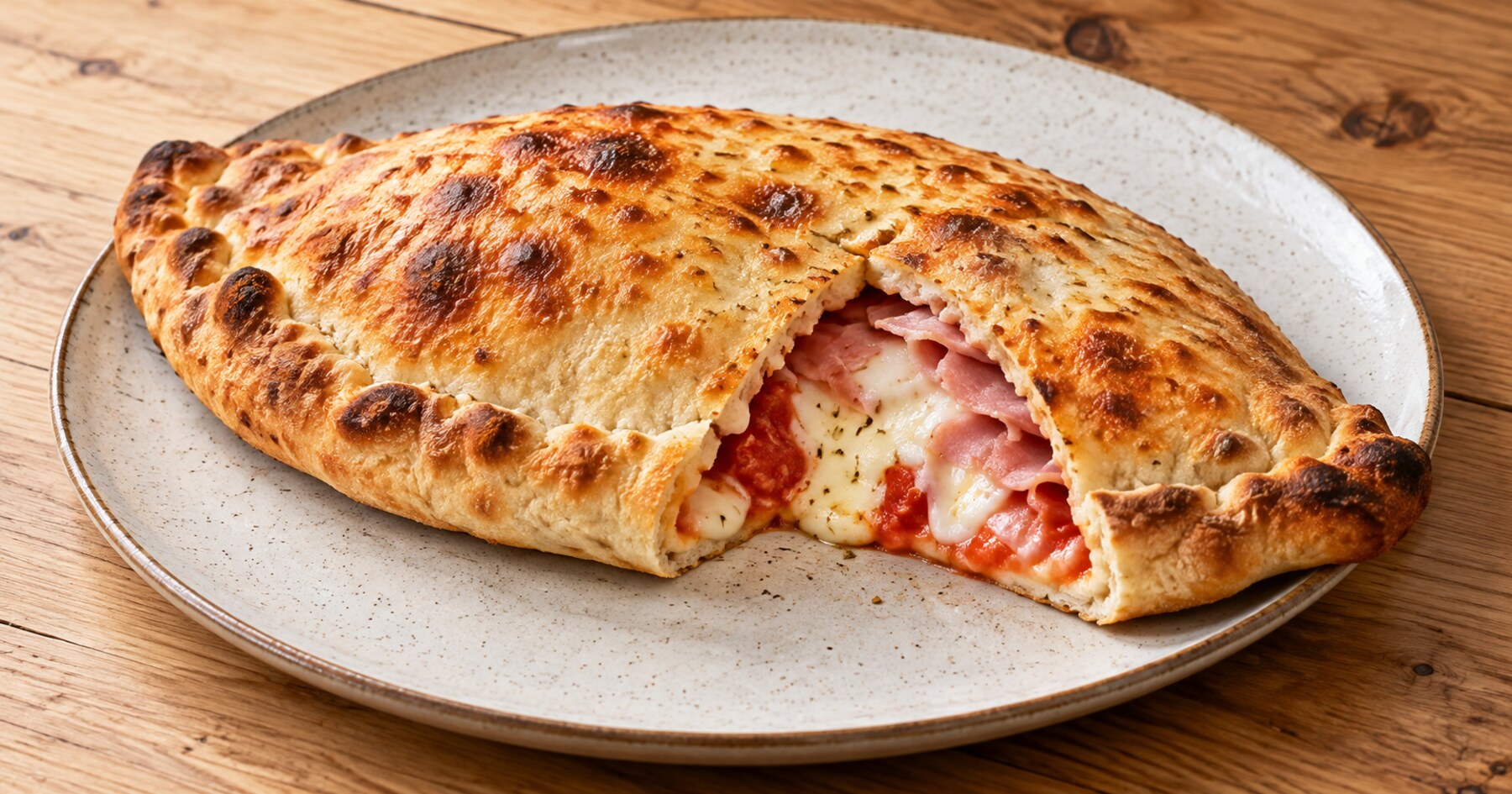 Calzone : illustration de sa garniture courante.