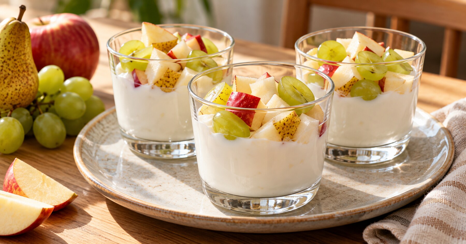 Fruit et yaourt.