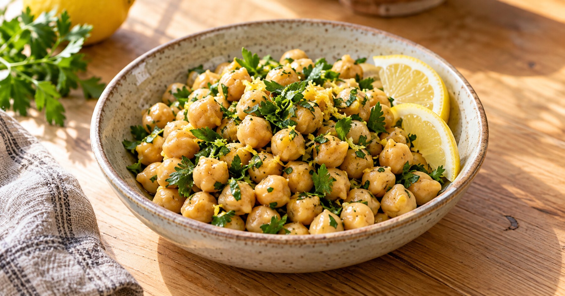 Pois chiches aux herbes.