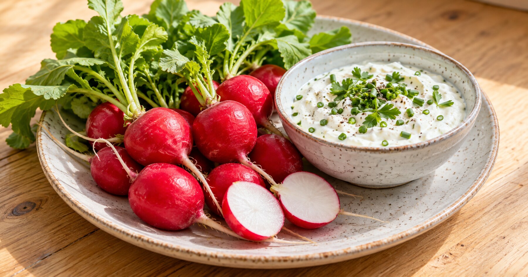 Radis et fromage blanc.